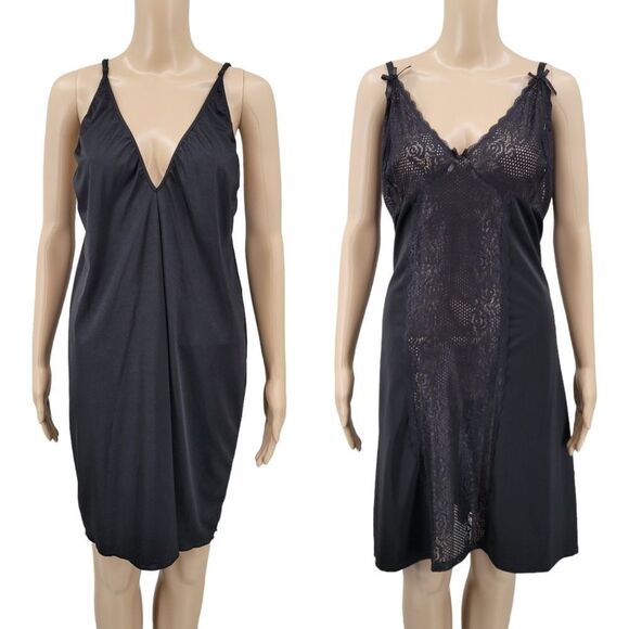 DREAM girl and Body Form Women's Plus Size Black Lace Chemise Negligee Lot of 2 - Picture 1 of 12